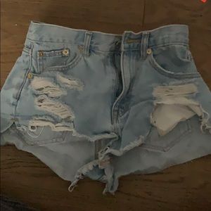 ripped high waist jean shorts